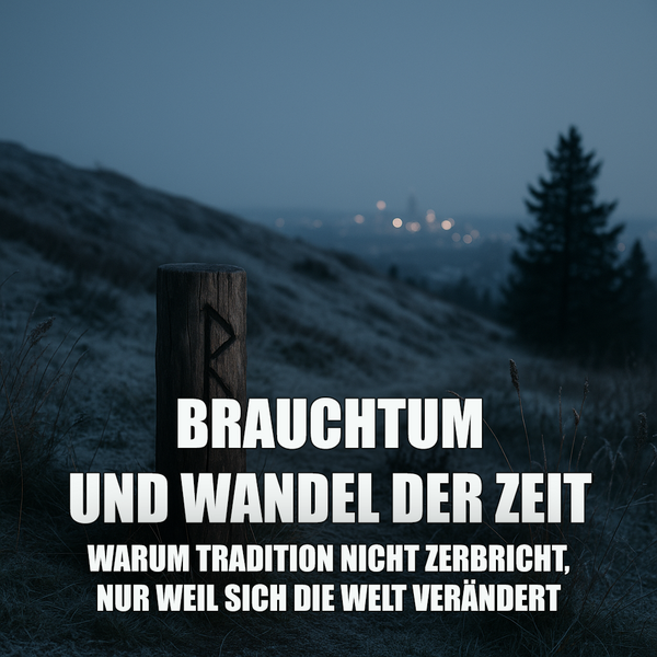 Nordische Szene mit Jahreskreis-Symbolik, ruhige Atmosphäre, Tradition und Wandel im harmonischen Kontrast