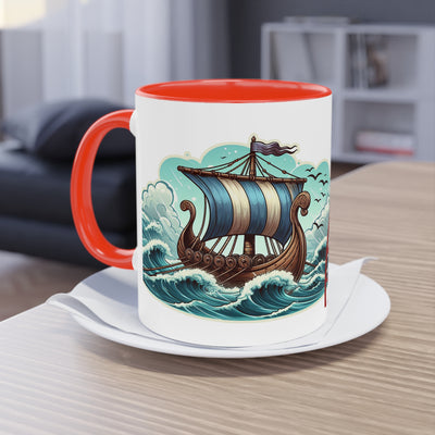 Wikinger Schiff - Gute Reise - Tasse, zweifarbig