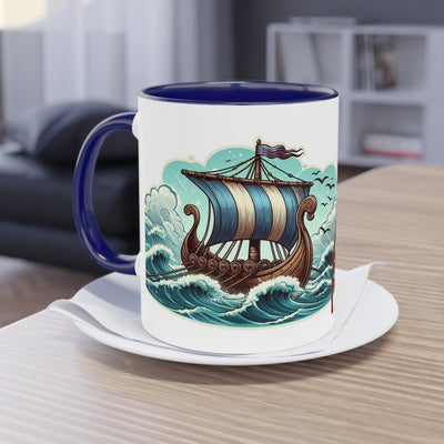 Wikinger Schiff - Gute Reise - Tasse, zweifarbig