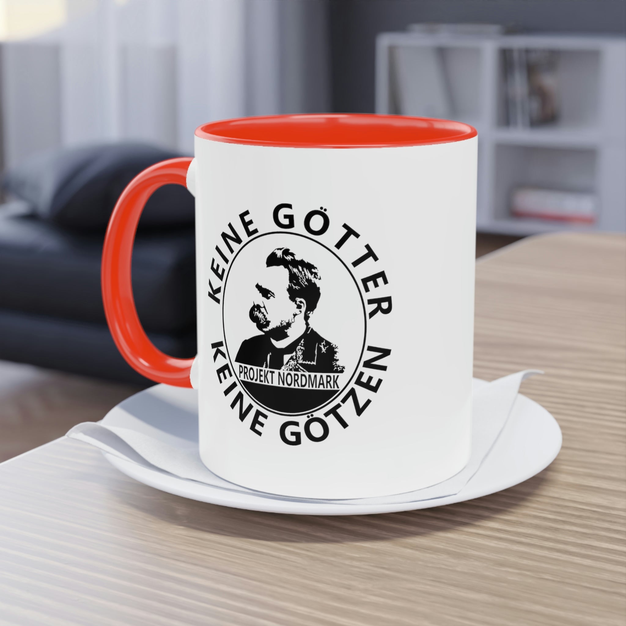 Keine Götter - Tasse, zweifarbig