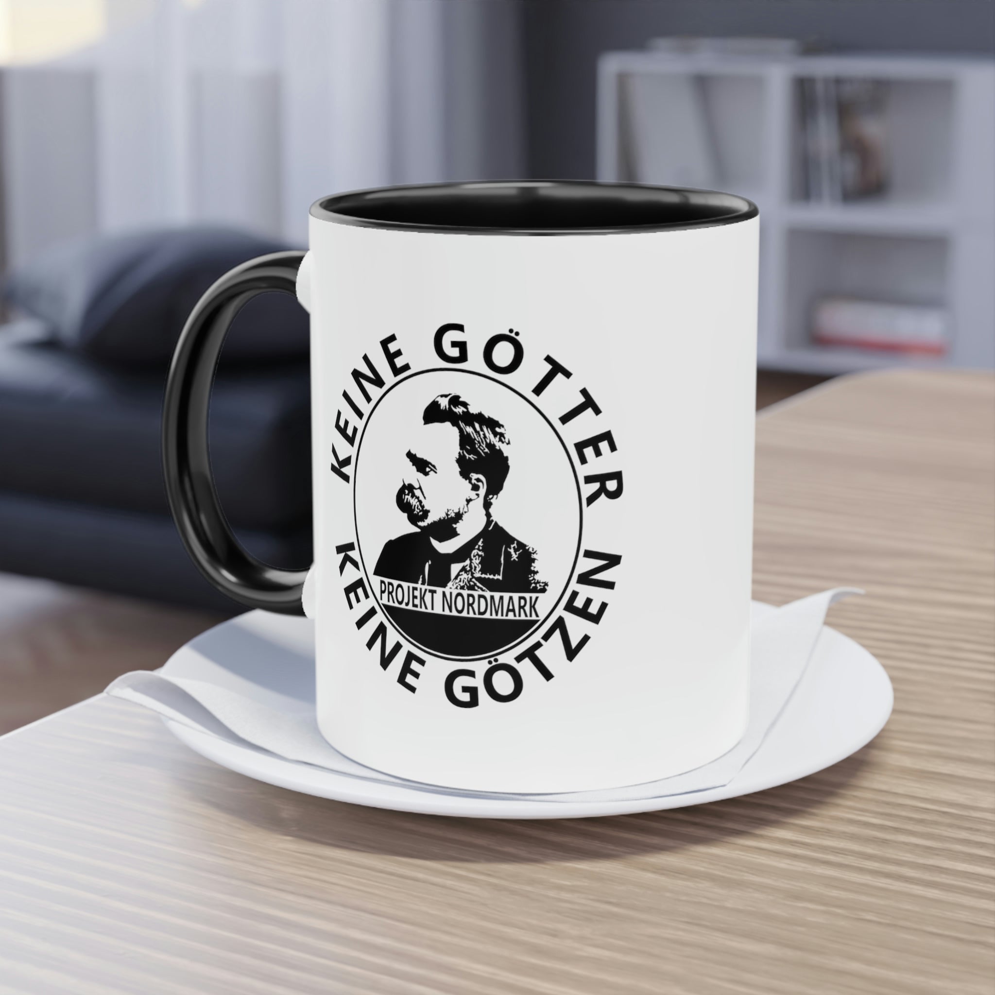 Keine Götter - Tasse, zweifarbig