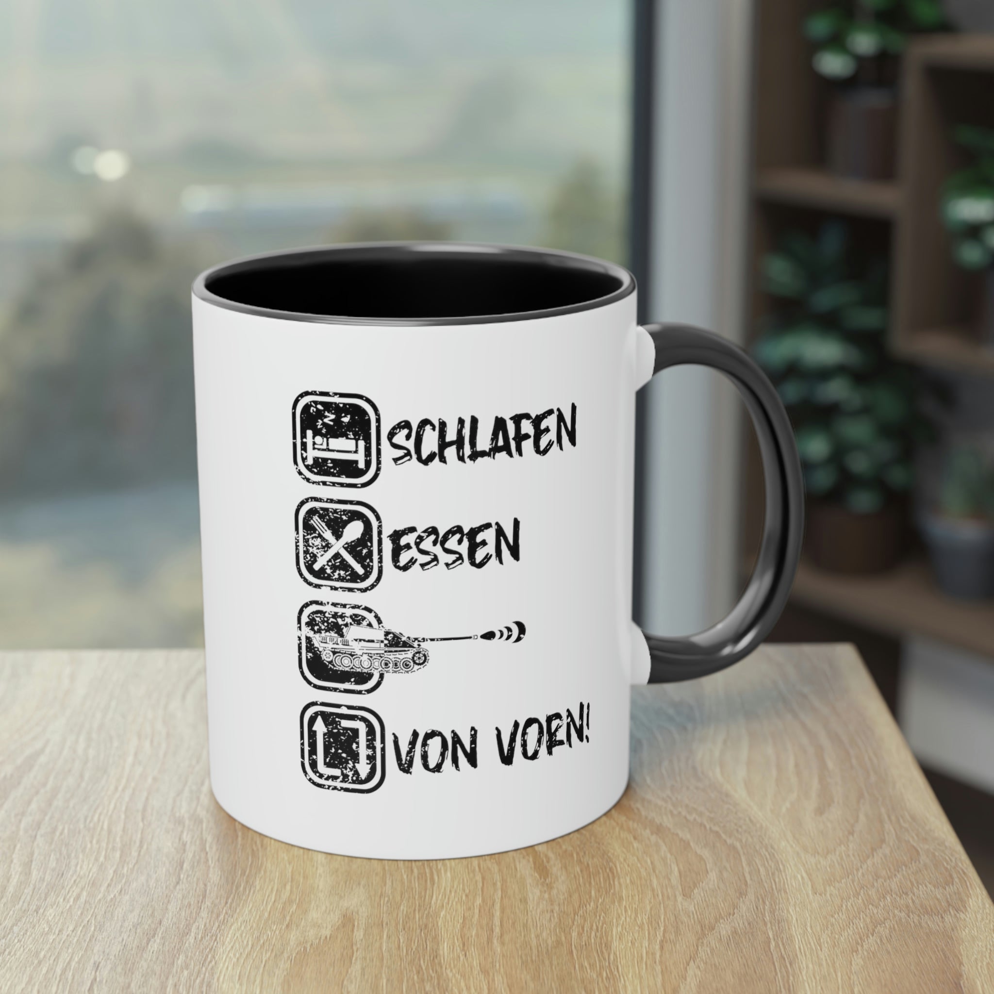 Schlafen Essen JPz - Tasse, zweifarbig