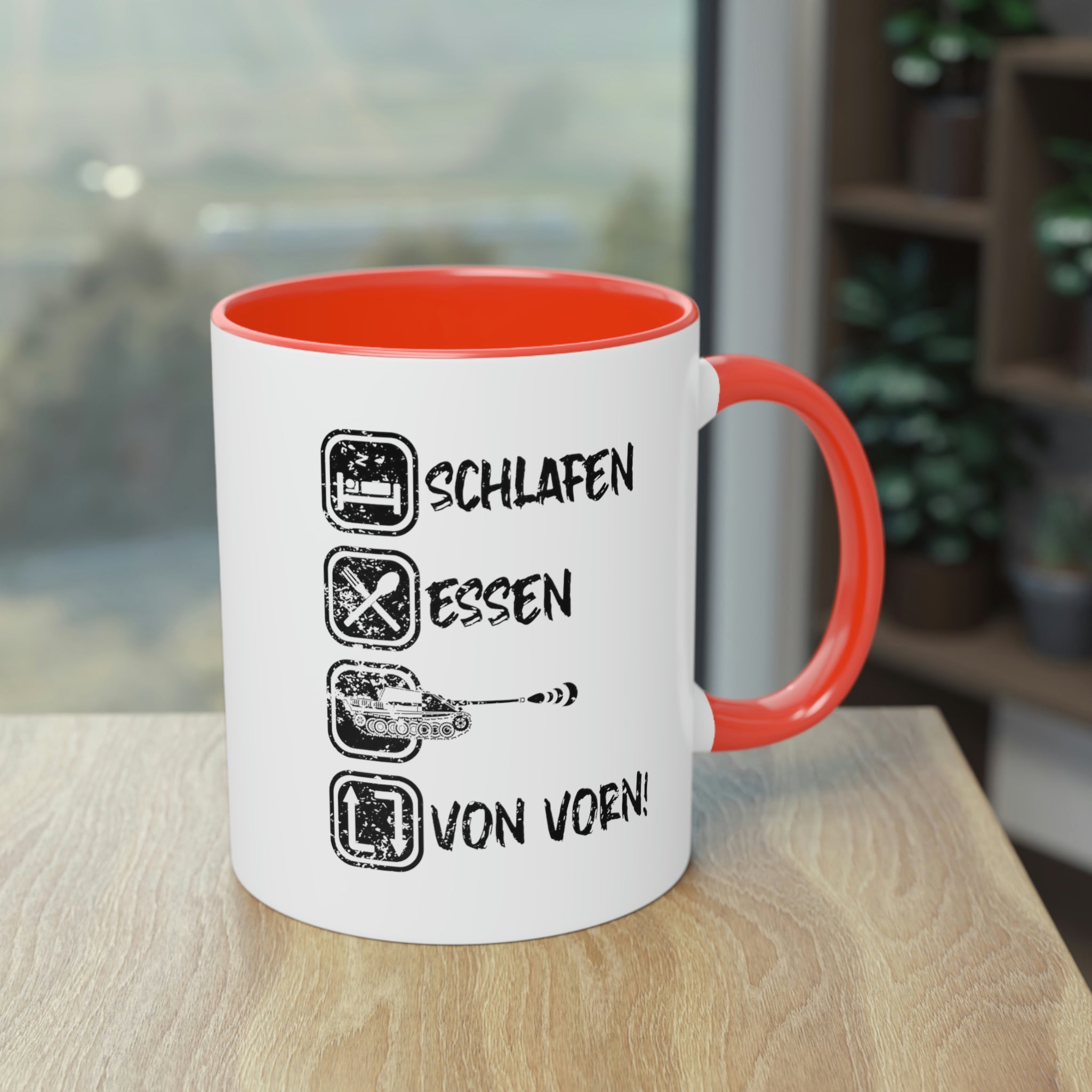 Schlafen Essen JPz - Tasse, zweifarbig