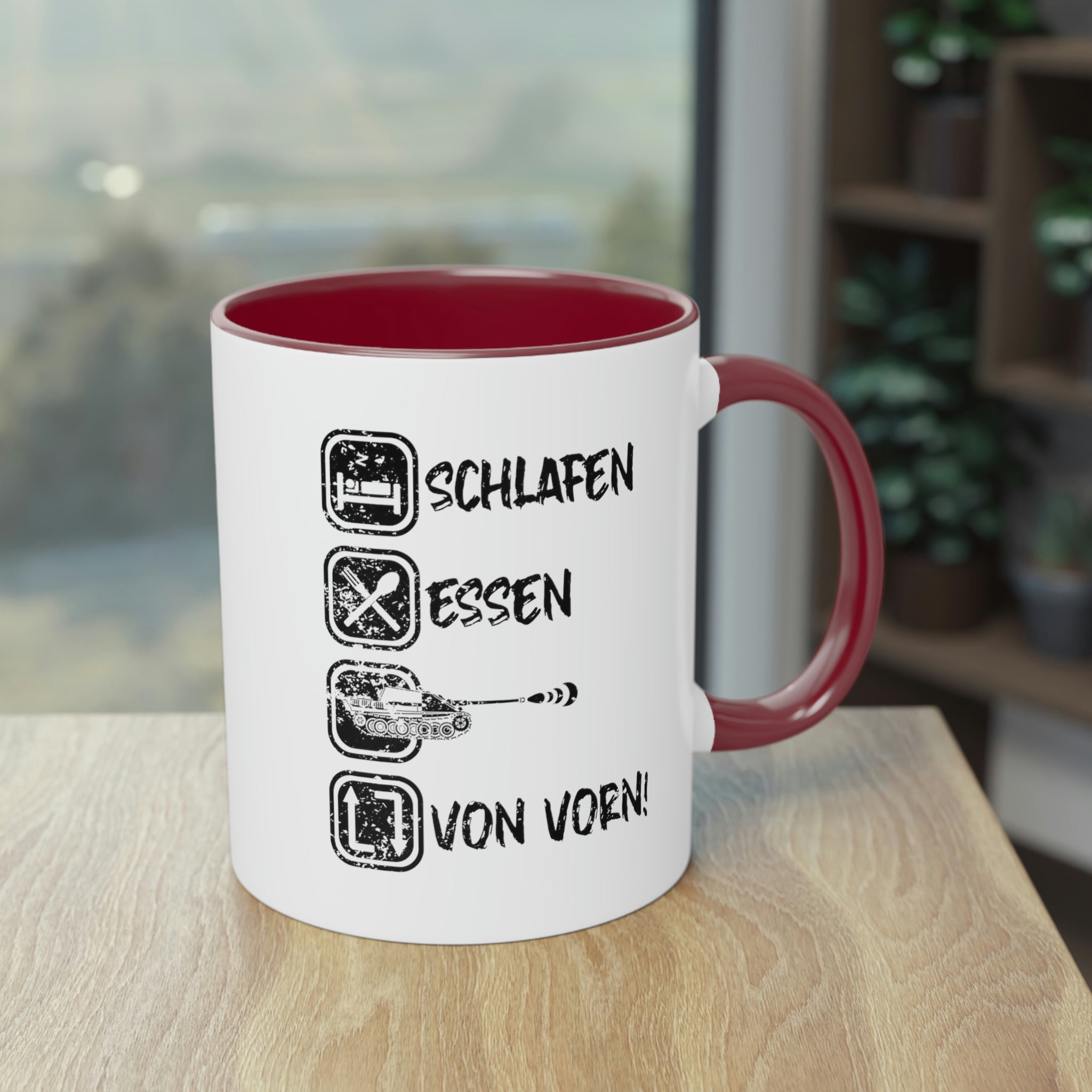 Schlafen Essen JPz - Tasse, zweifarbig
