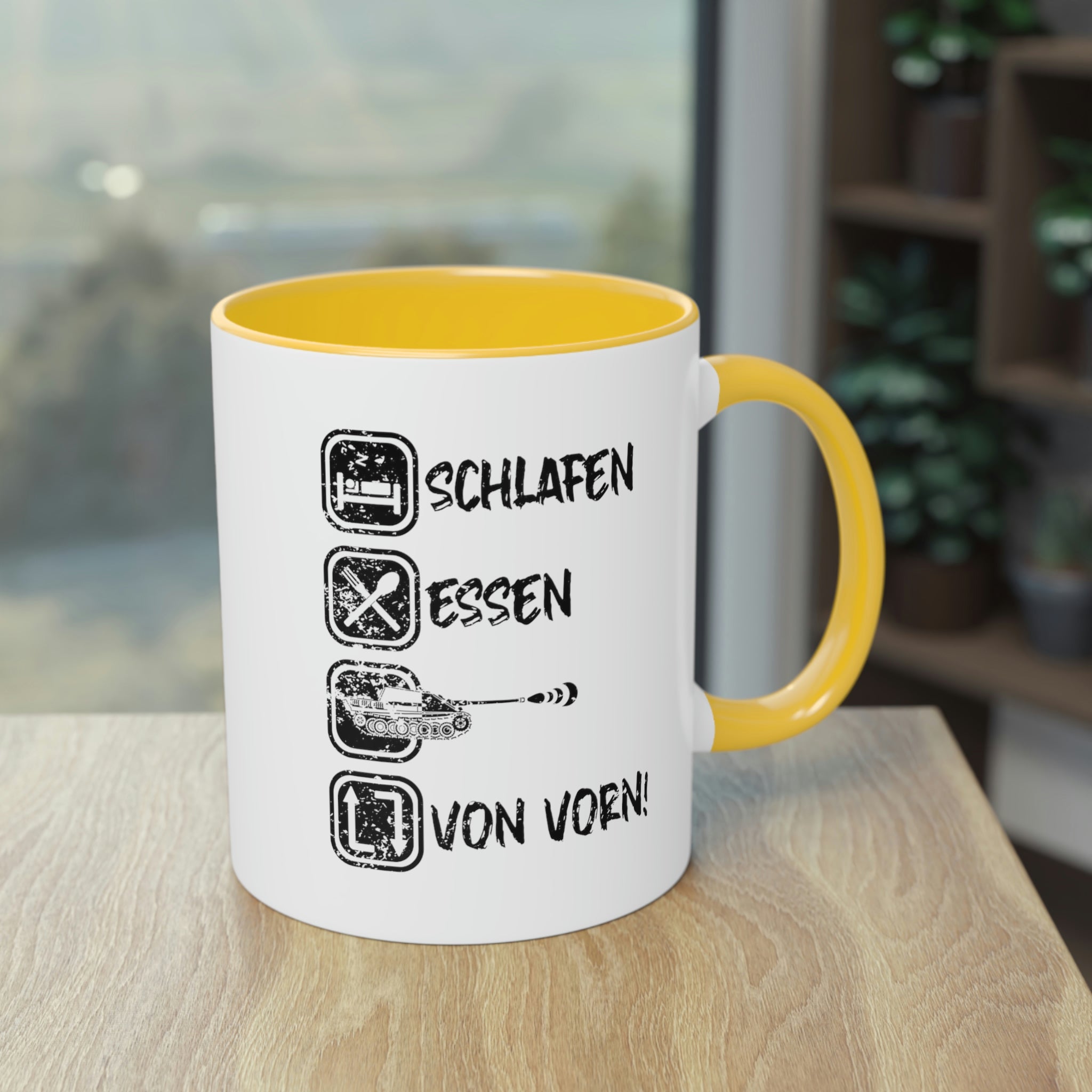 Schlafen Essen JPz - Tasse, zweifarbig