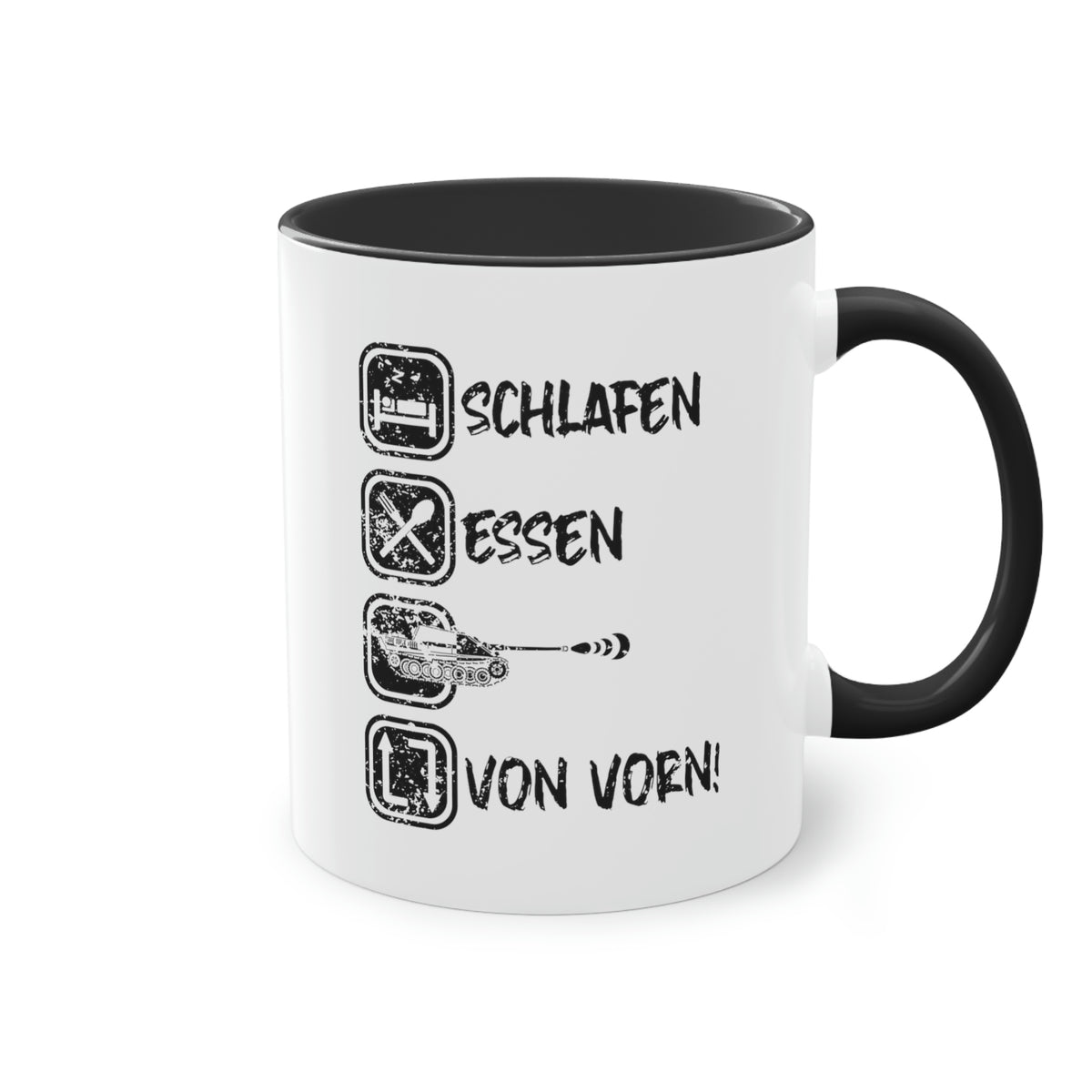 Schlafen Essen JPz - Tasse, zweifarbig
